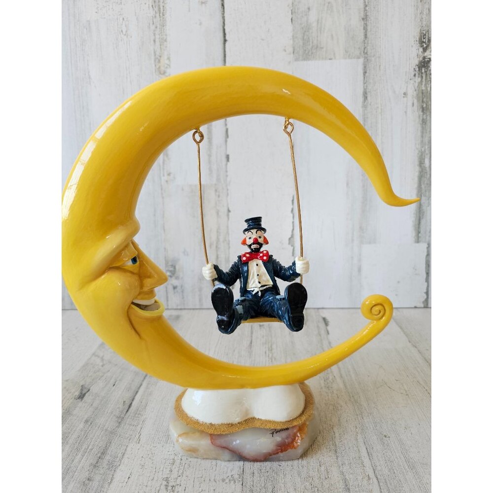 Ron Lee swinging Moon‎ clown unique 1998 vintage statue gold figurine